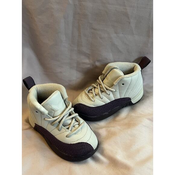 Jordan 12 Retro Toddler 7C~Desert Sand~Purple/Off-White~EUC~Without Box6 - Picture 1 of 6